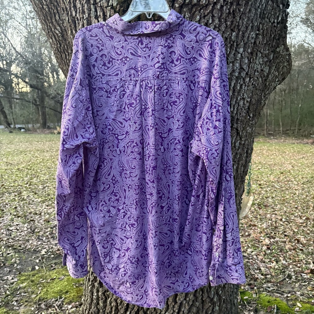CINCH COTTON WESTERN COWBOY LONG SLEEVE BUTTON DOWN PAISLEY PURPLE DRESS SHIRT - Picture 3 of 11